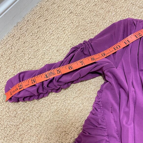 BCBGMaxAzria Evert Ruched V-Neck Dress Purple – XS - Picture 15 of 16